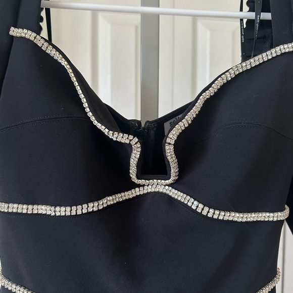 SELF PORTRAIT BLACK CREPE DIAMANTE
DETAIL MINI DRESS - Picture 13 of 13